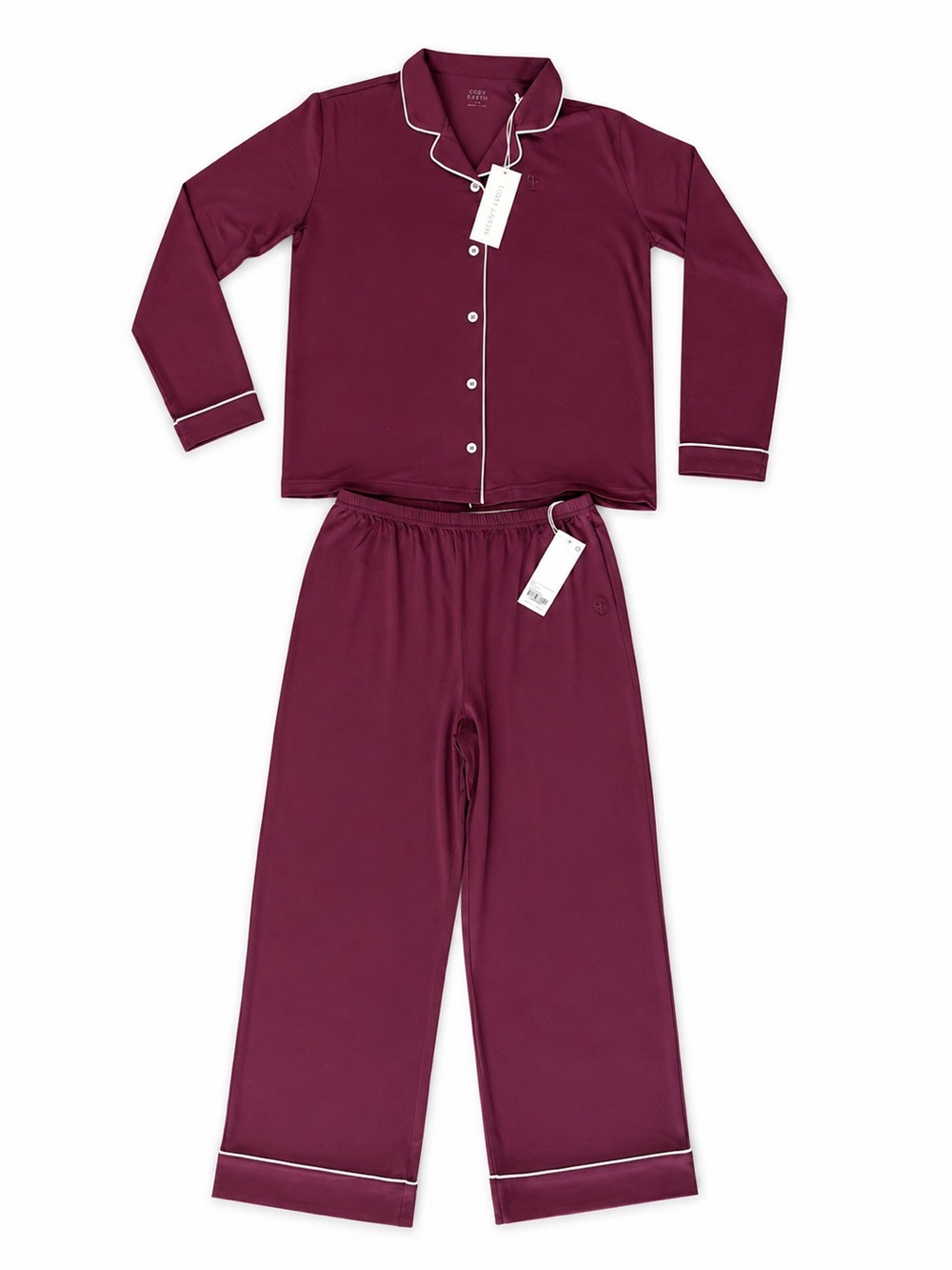 Cozy Earth Kids 13/14 Bamboo Stretch Knit Pajama Set Pomegranate Long Sleeve NWT